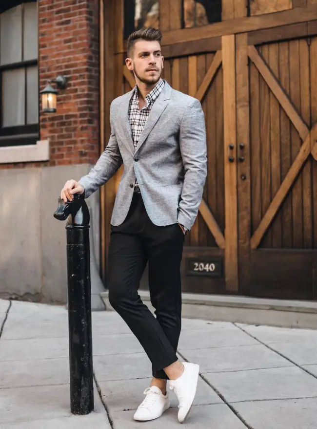 Formal Grey Blazer and Black Pants