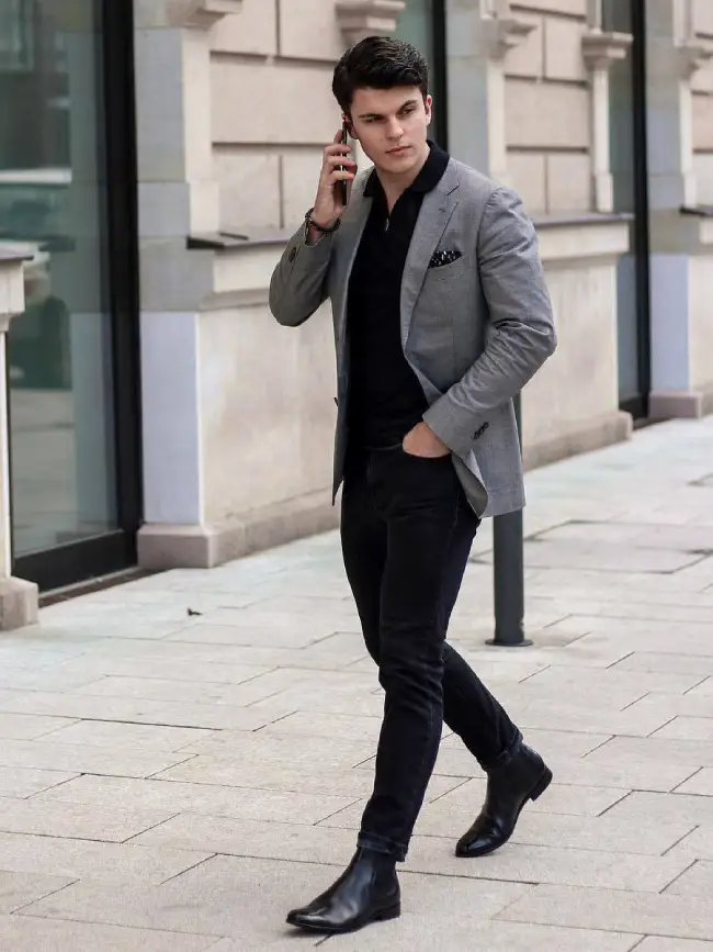 Formal Grey Blazer and Black Pants