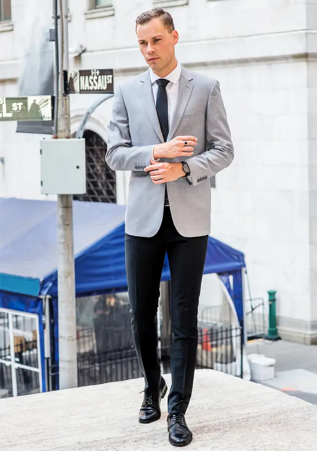 Formal Grey Blazer and Black Pants