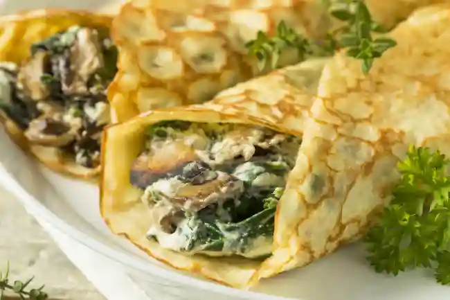 Mushroom and Spinach Crepes