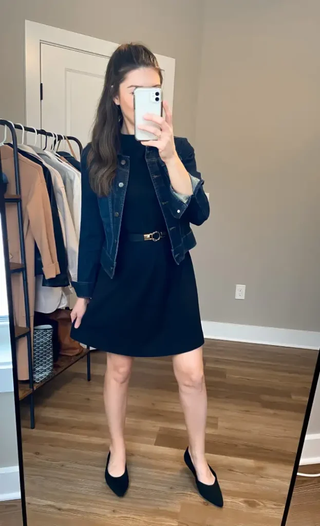 black jean jacket for a dressy look