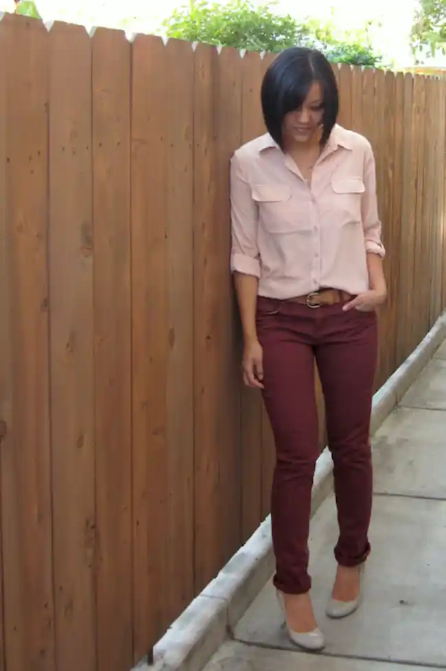 style maroon pants for work