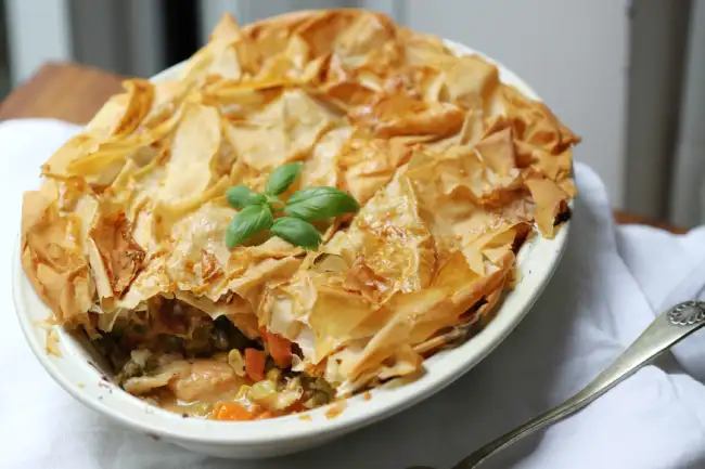 Chicken Pot Pie with Phyllo Dough Crust